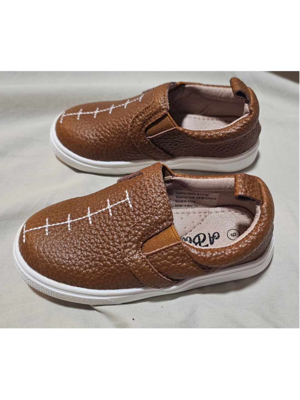 A Bear Co Baby Football Slip-On Shoes Brown White Size Toddler 6